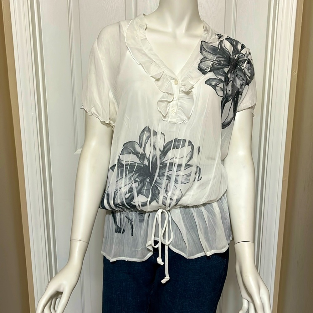 Sheer Top with Floral Detail